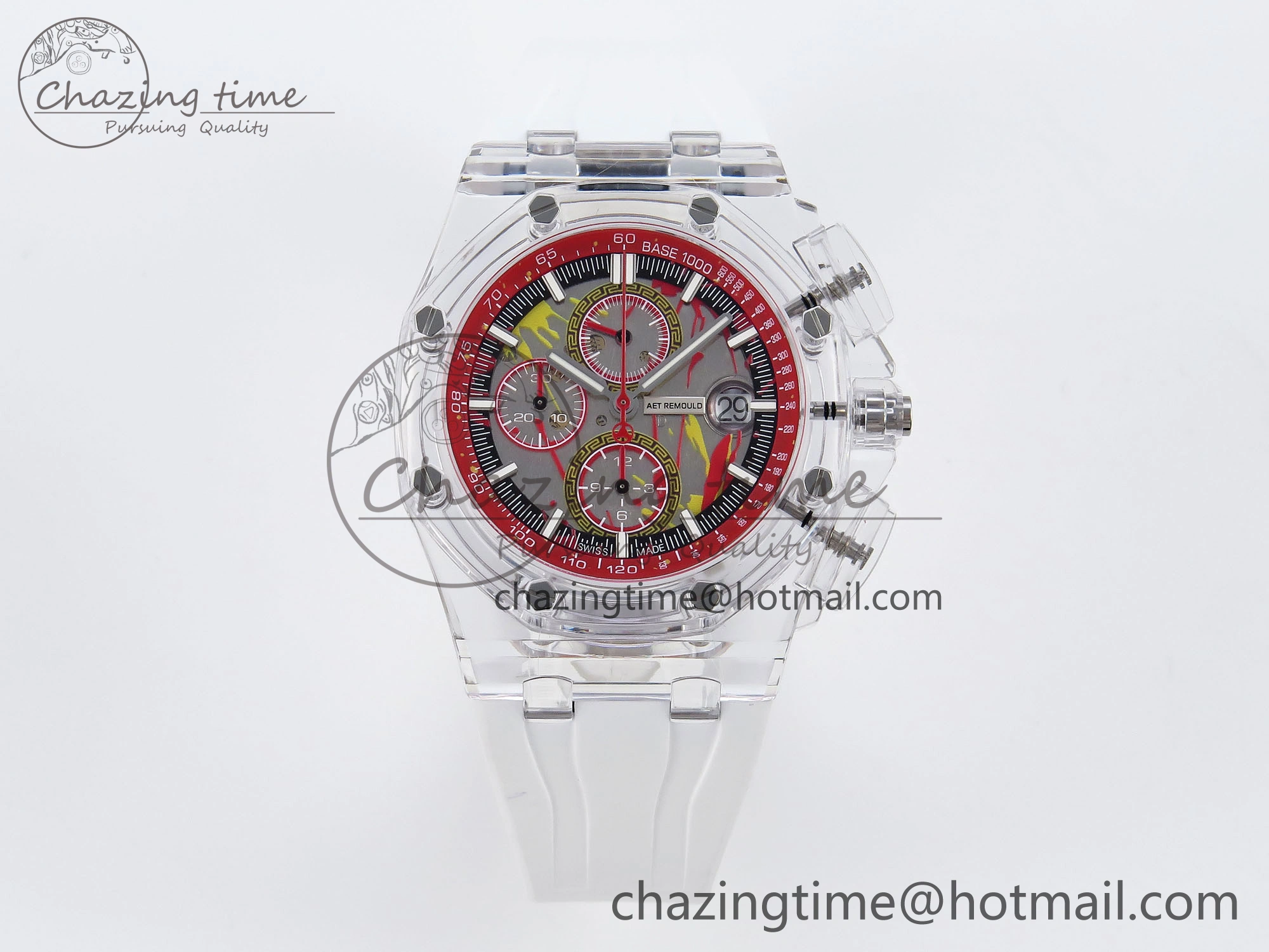 Royal Oak Offshore 44mm Transparent APF Best Edition Red Dial on White Rubber Strap A3126