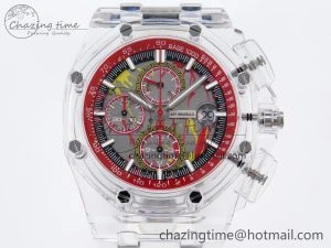 Royal Oak Offshore 44mm Transparent APF Best Edition Red Dial on White Rubber Strap A3126