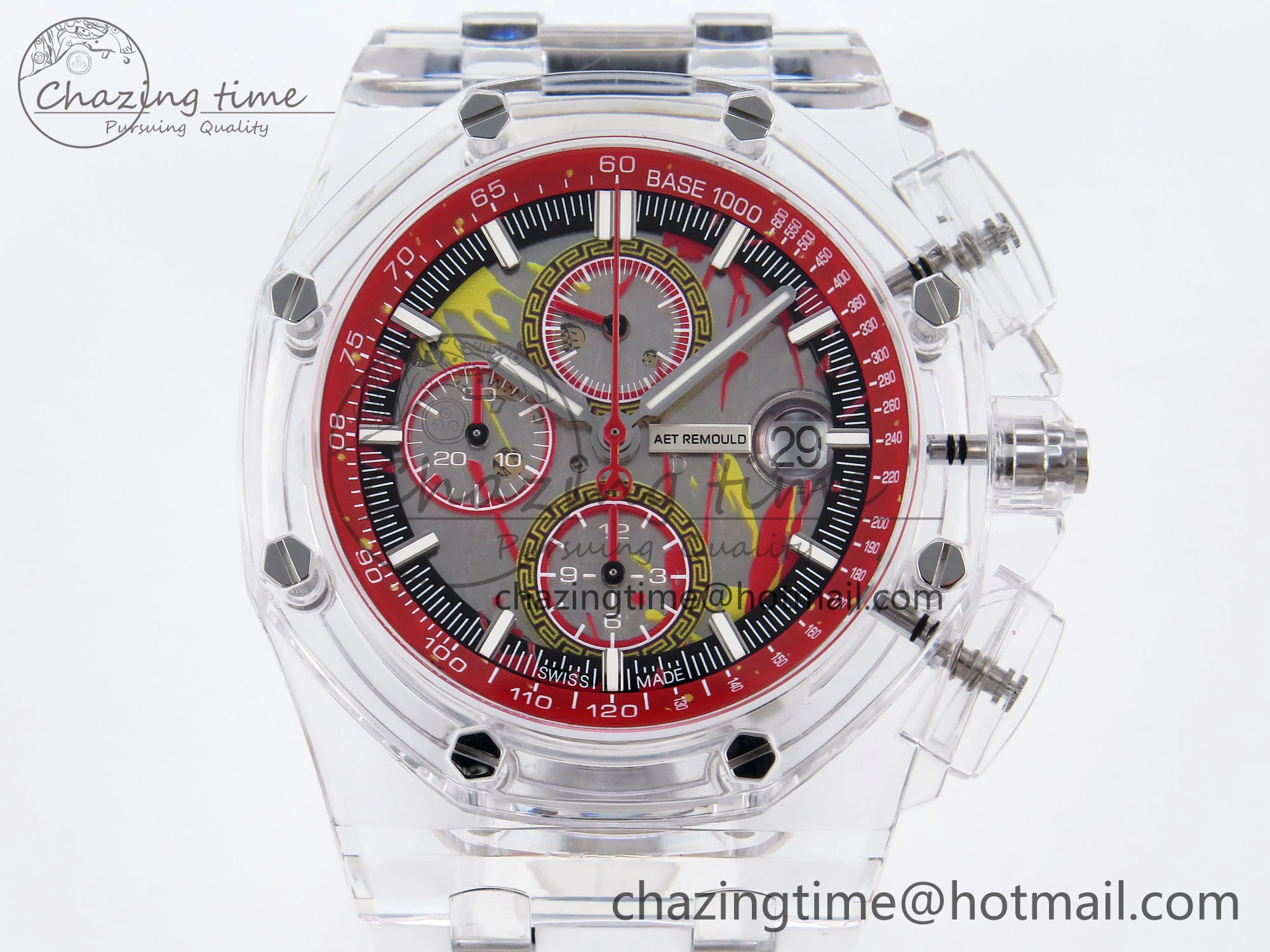 Royal Oak Offshore 44mm Transparent APF Best Edition Red Dial on White Rubber Strap A3126