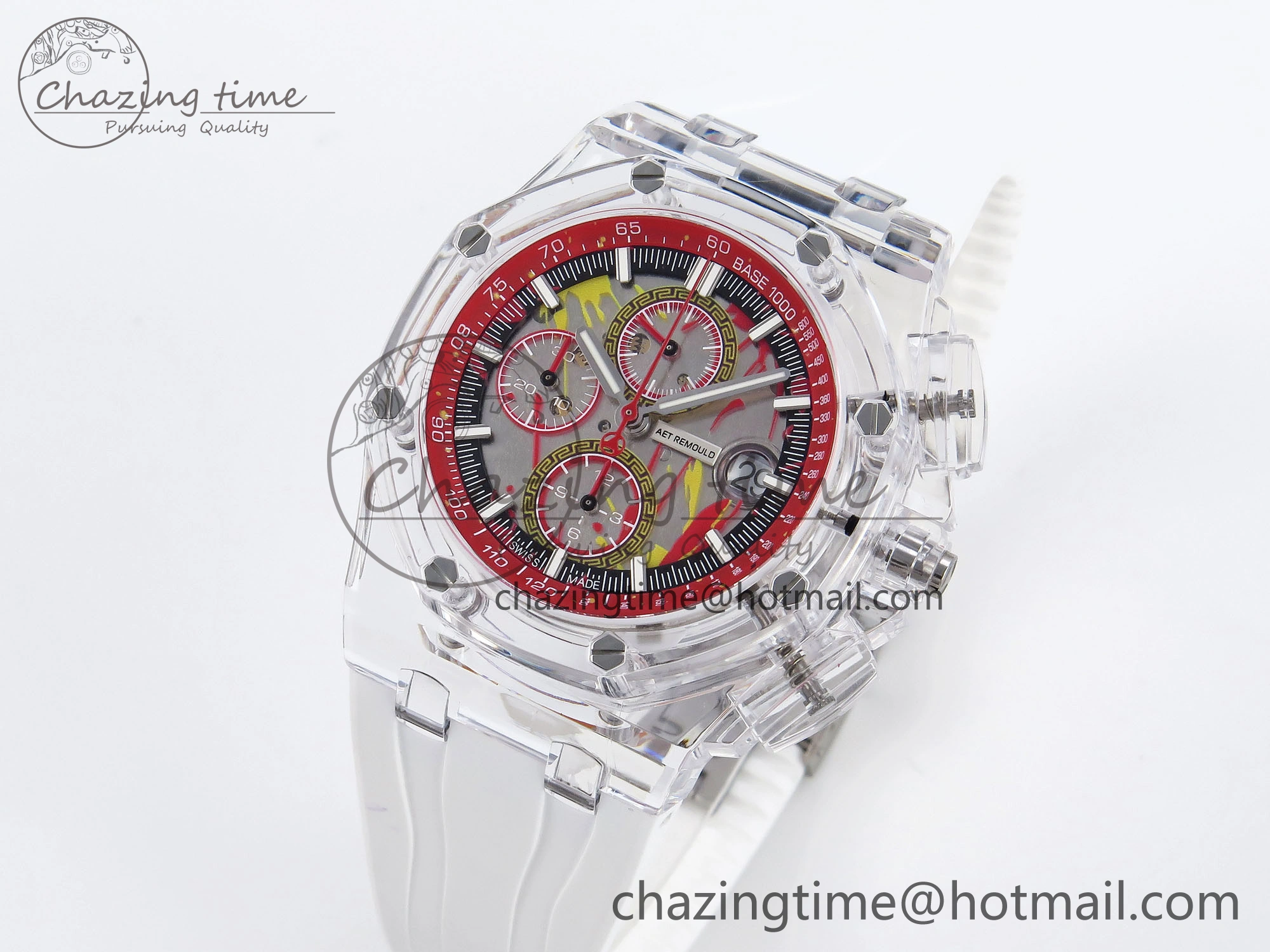 Royal Oak Offshore 44mm Transparent APF Best Edition Red Dial on White Rubber Strap A3126