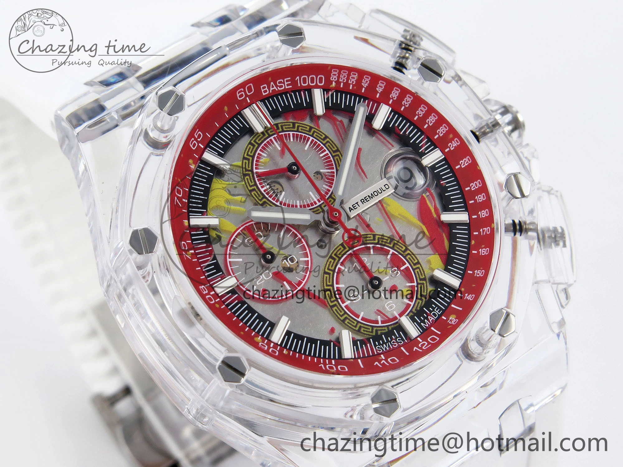 Royal Oak Offshore 44mm Transparent APF Best Edition Red Dial on White Rubber Strap A3126