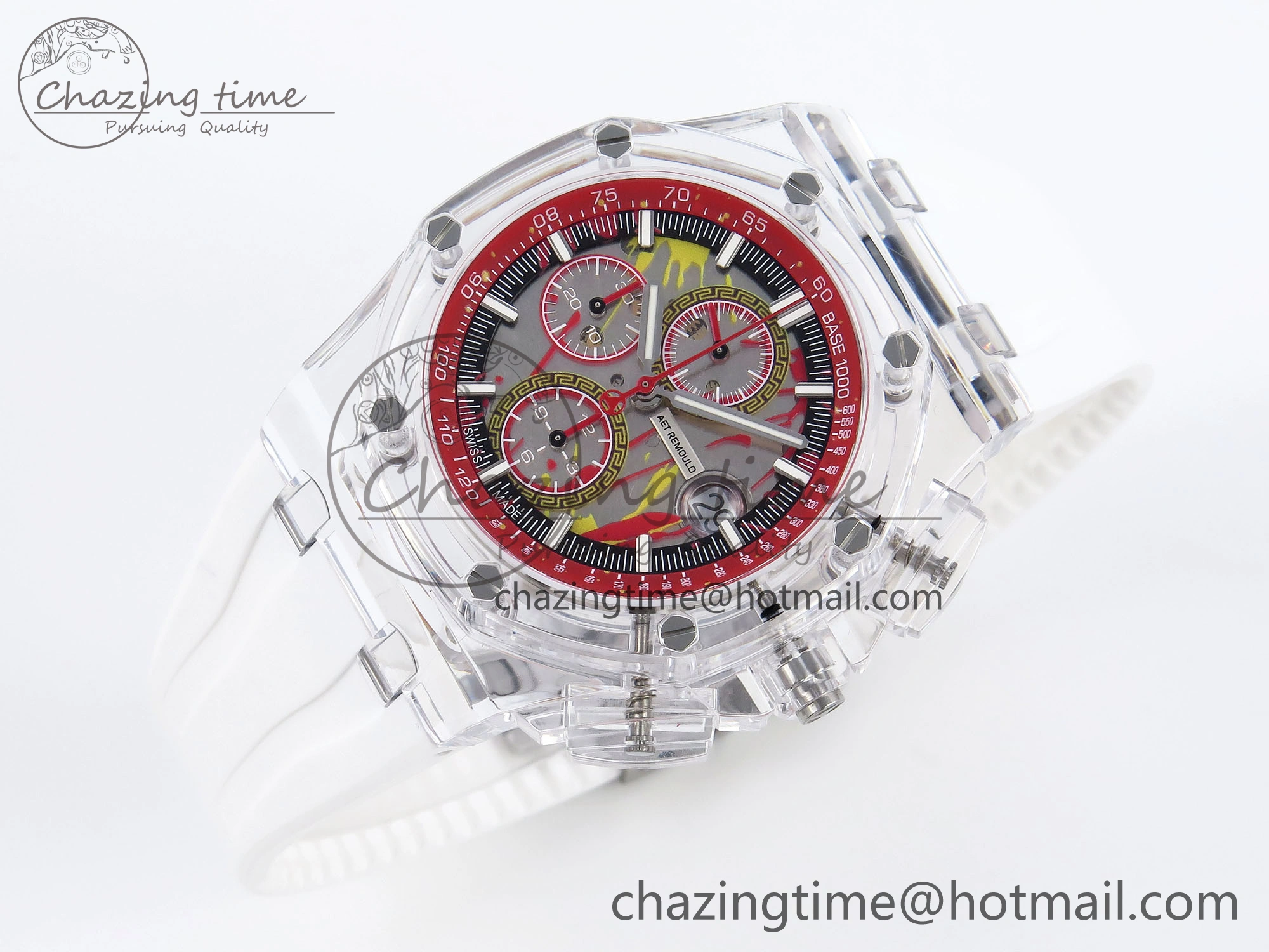 Royal Oak Offshore 44mm Transparent APF Best Edition Red Dial on White Rubber Strap A3126