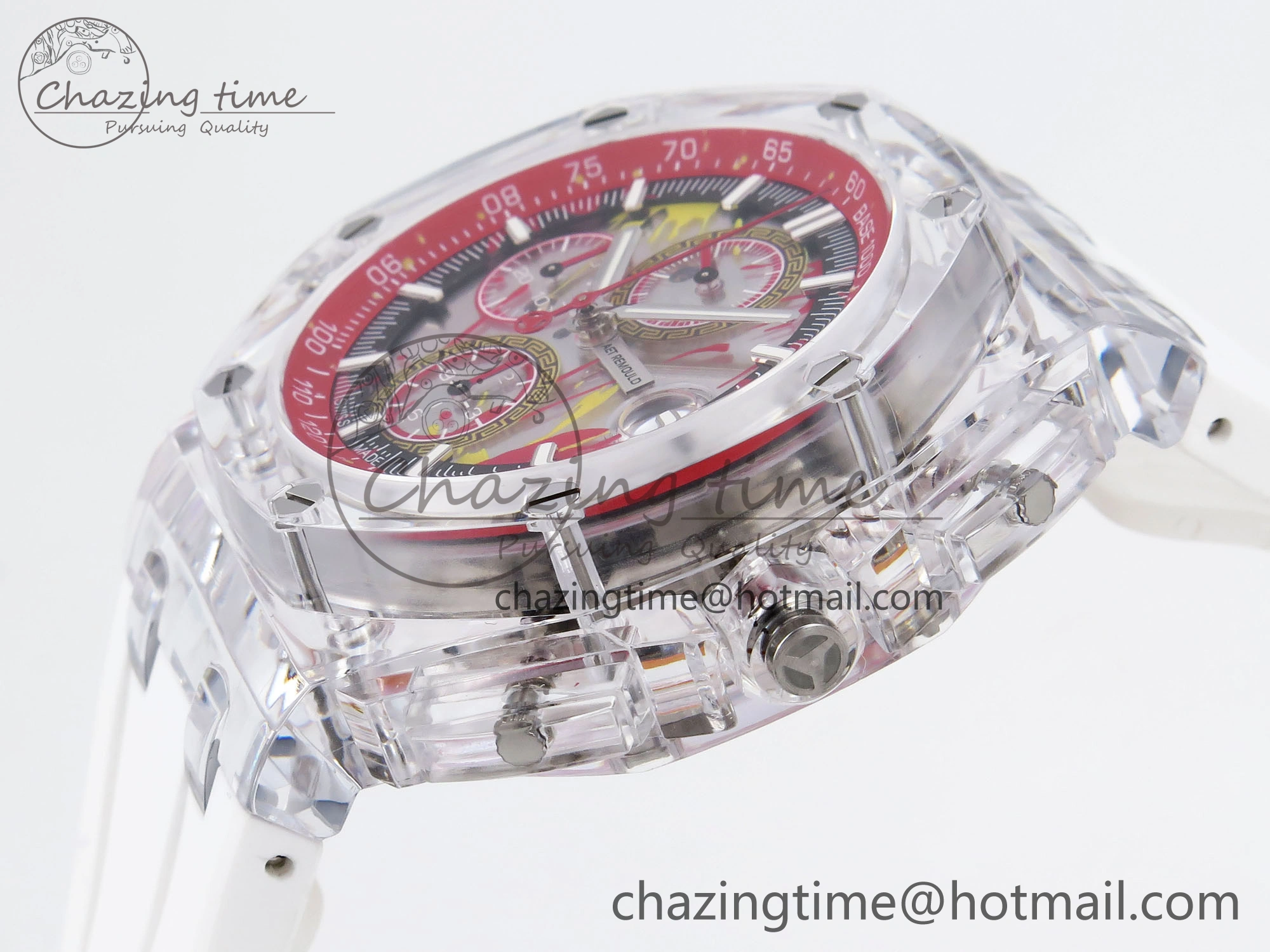 Royal Oak Offshore 44mm Transparent APF Best Edition Red Dial on White Rubber Strap A3126