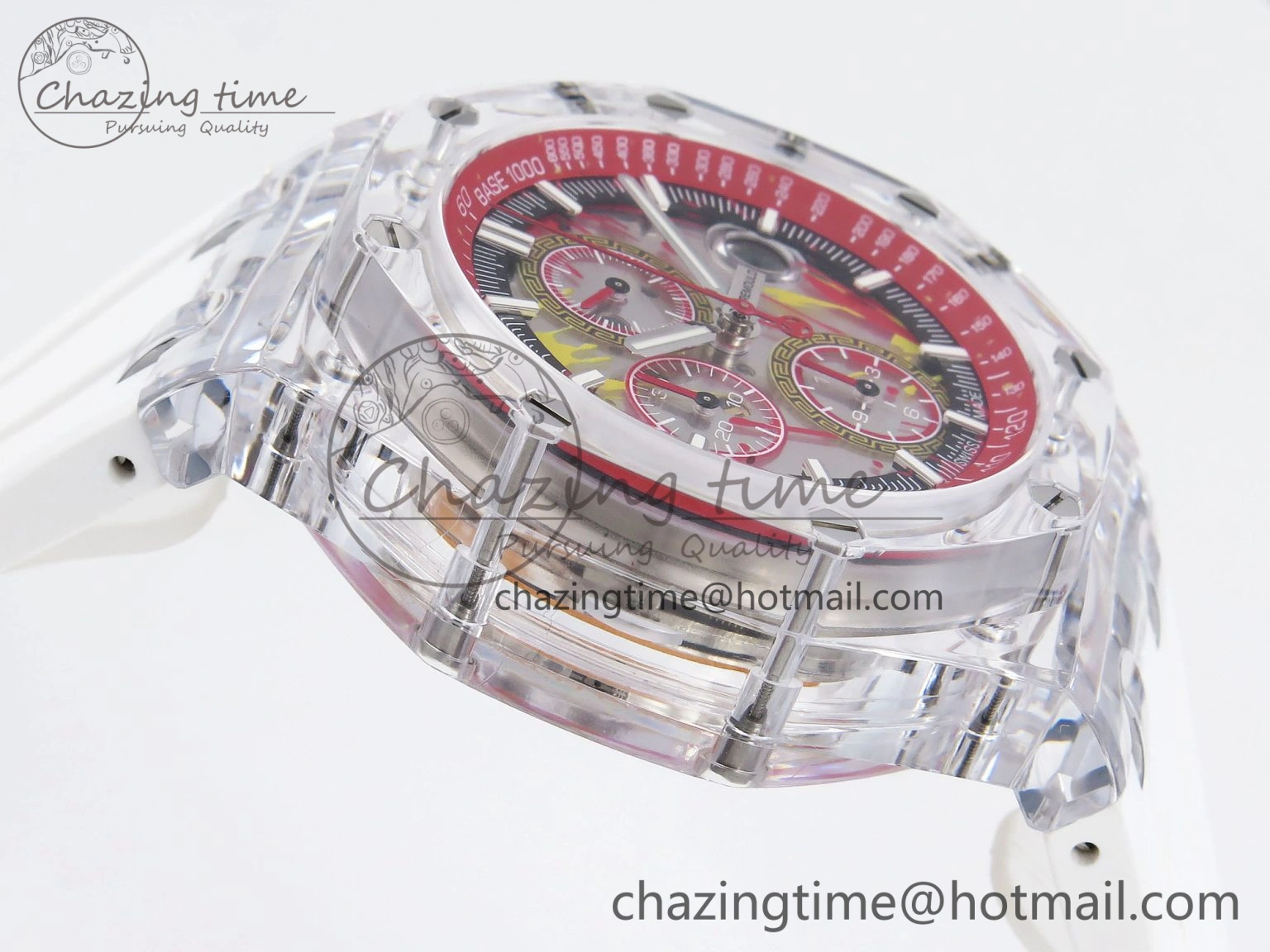 Royal Oak Offshore 44mm Transparent APF Best Edition Red Dial on White Rubber Strap A3126