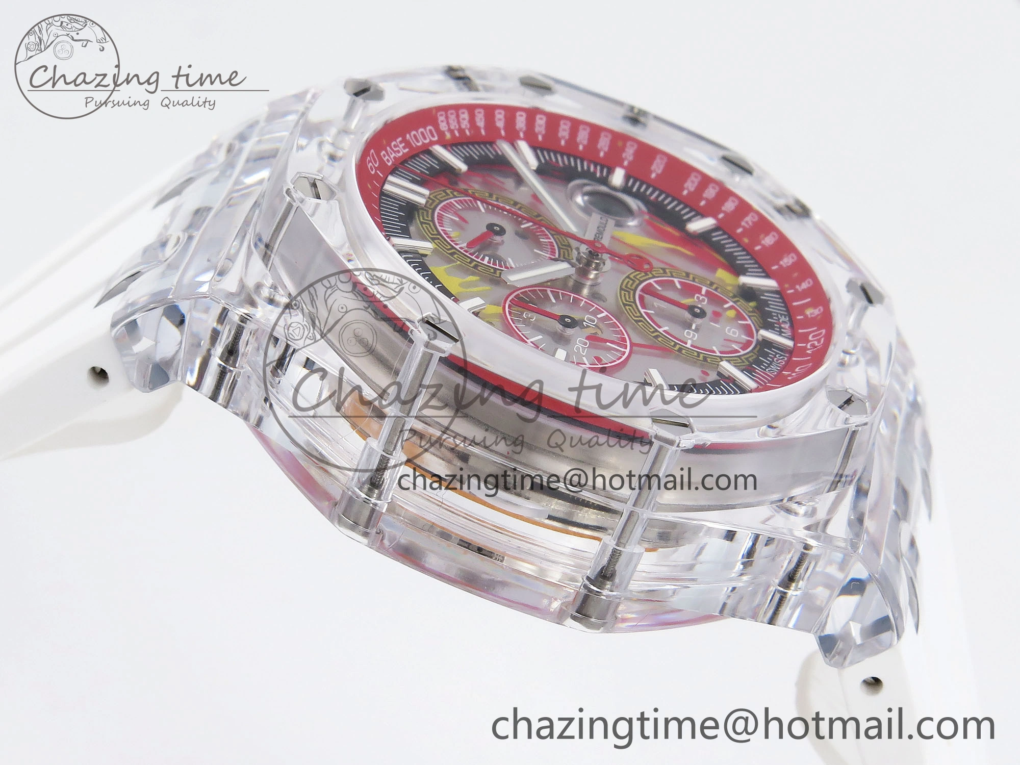 Royal Oak Offshore 44mm Transparent APF Best Edition Red Dial on White Rubber Strap A3126