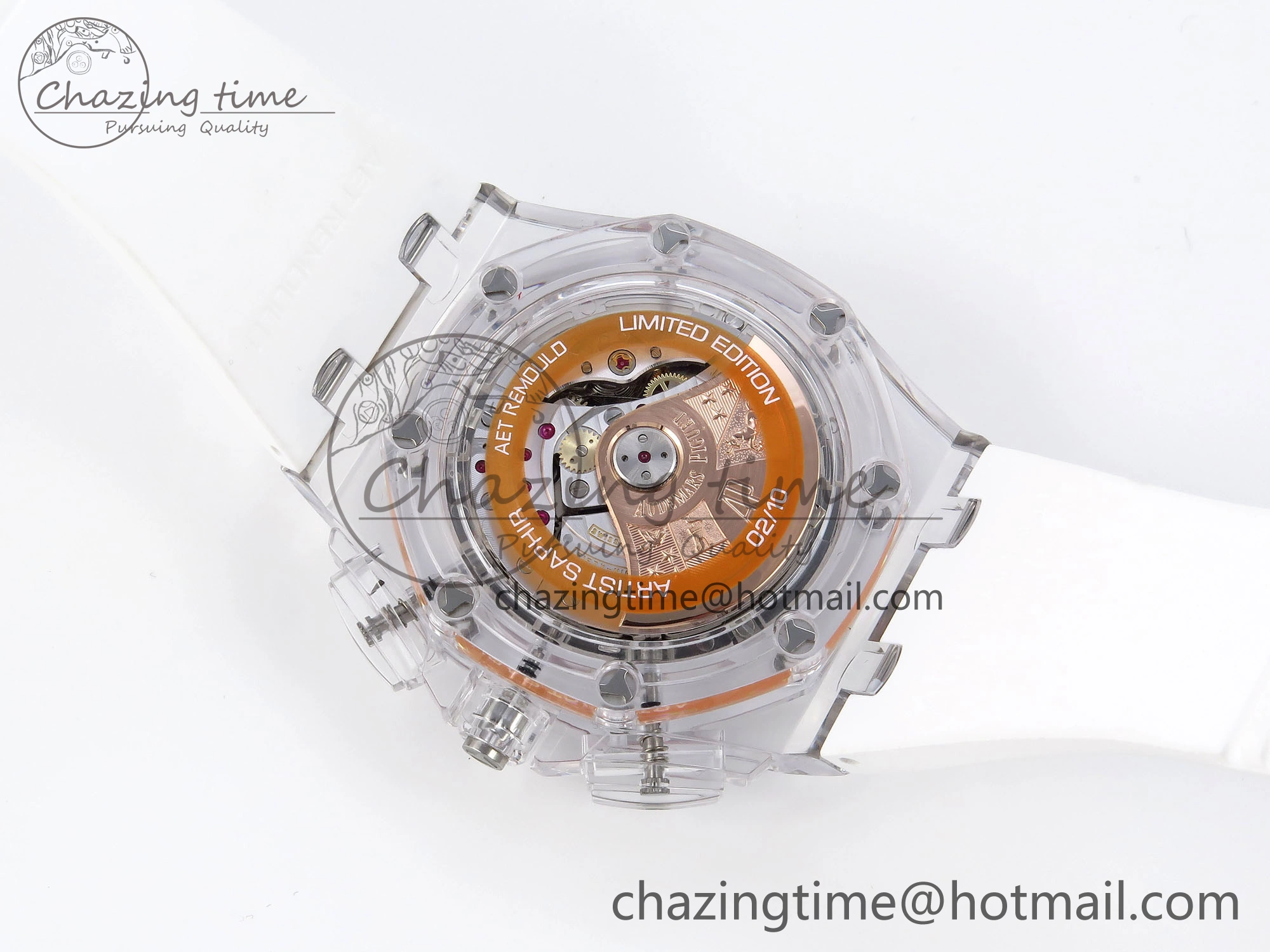Royal Oak Offshore 44mm Transparent APF Best Edition Red Dial on White Rubber Strap A3126