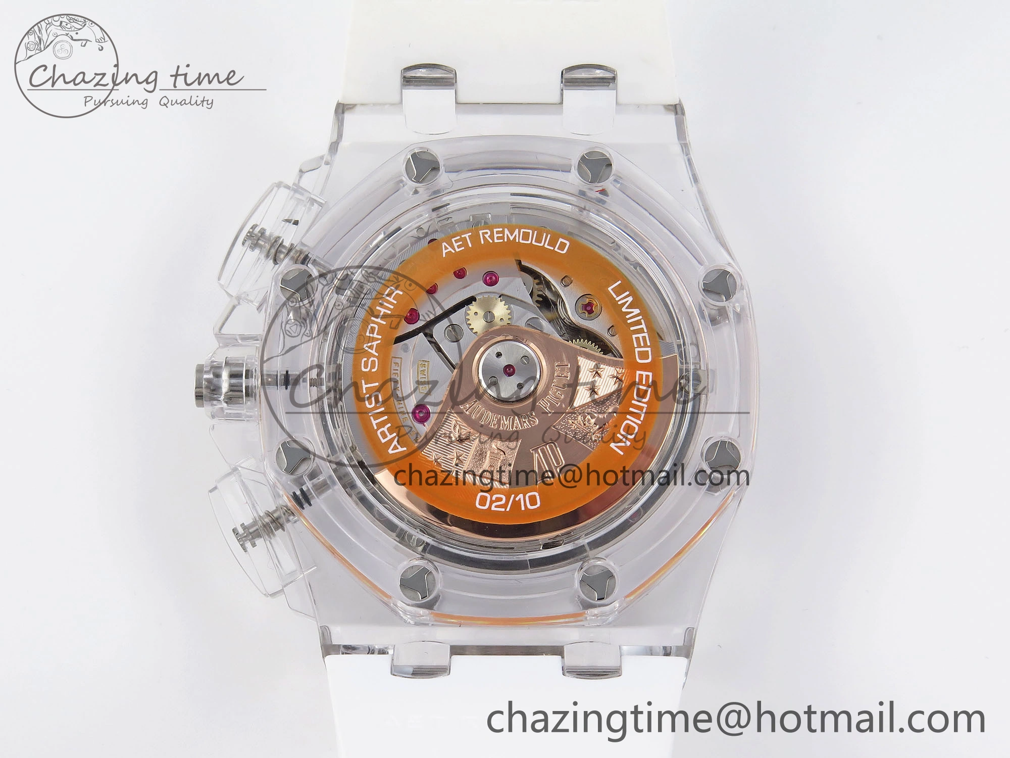 Royal Oak Offshore 44mm Transparent APF Best Edition Red Dial on White Rubber Strap A3126