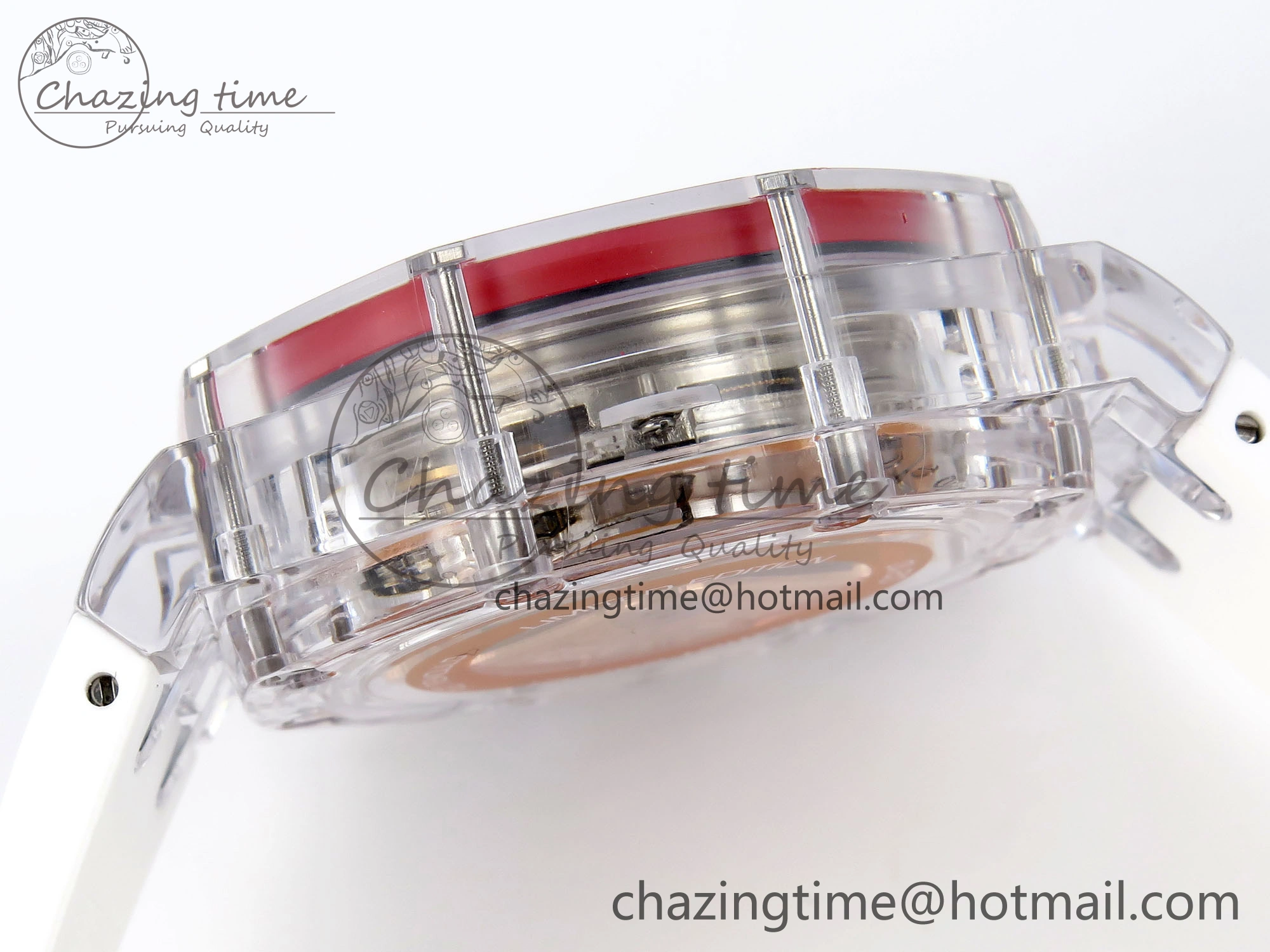 Royal Oak Offshore 44mm Transparent APF Best Edition Red Dial on White Rubber Strap A3126
