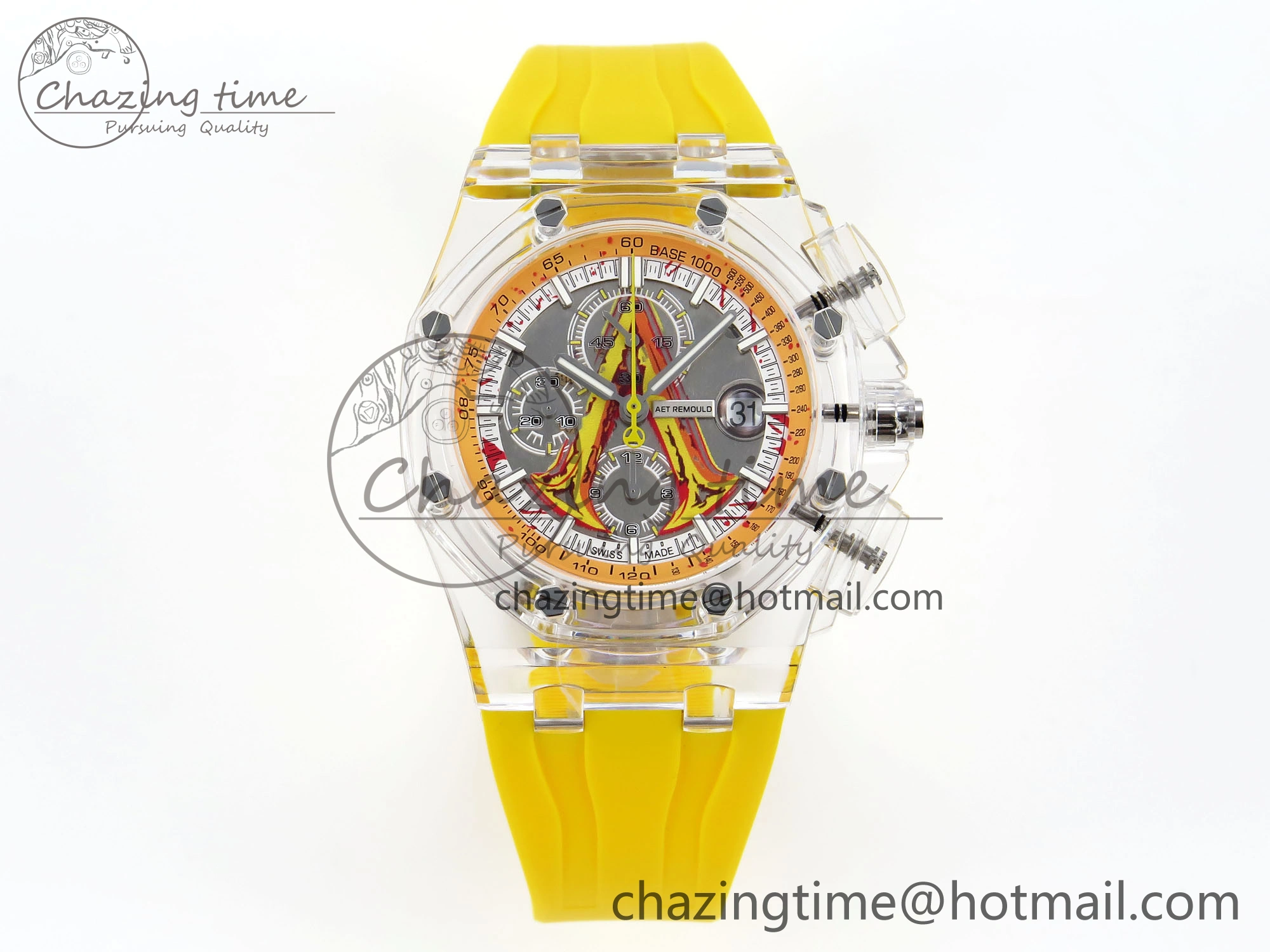 Royal Oak Offshore 44mm Transparent APF Best Edition Yellow Dial on Yellow Rubber Strap A3126