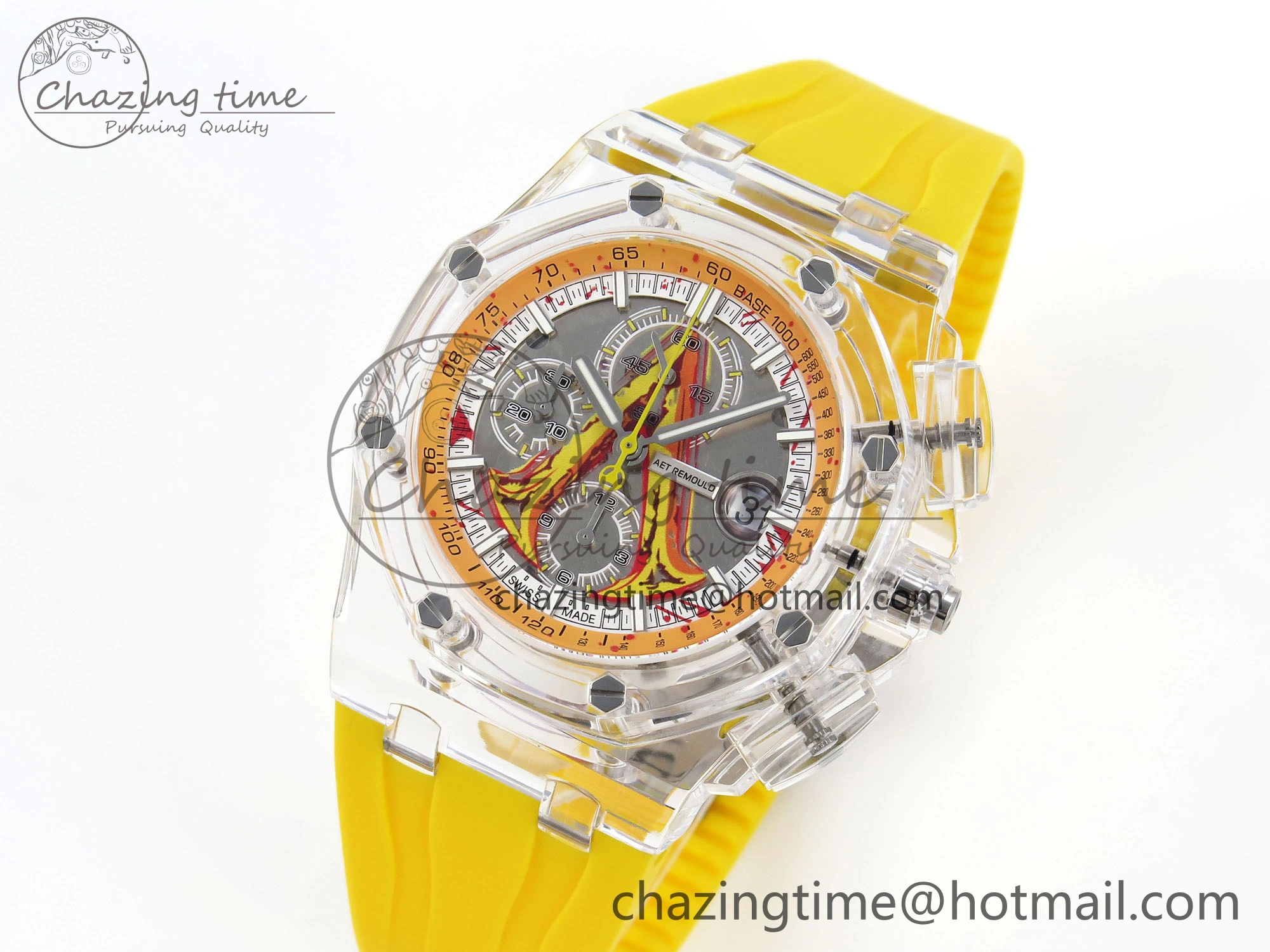 Royal Oak Offshore 44mm Transparent APF Best Edition Yellow Dial on Yellow Rubber Strap A3126