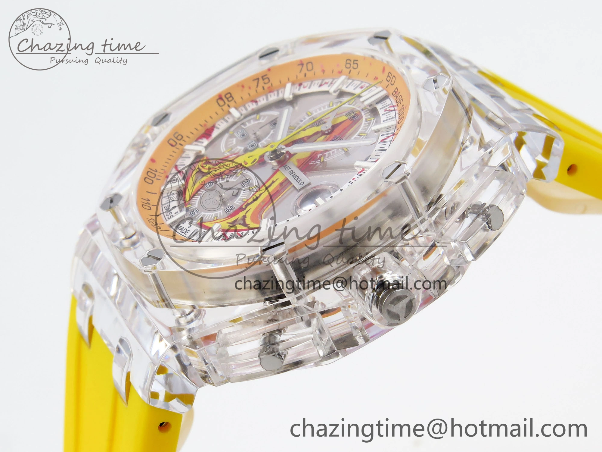 Royal Oak Offshore 44mm Transparent APF Best Edition Yellow Dial on Yellow Rubber Strap A3126