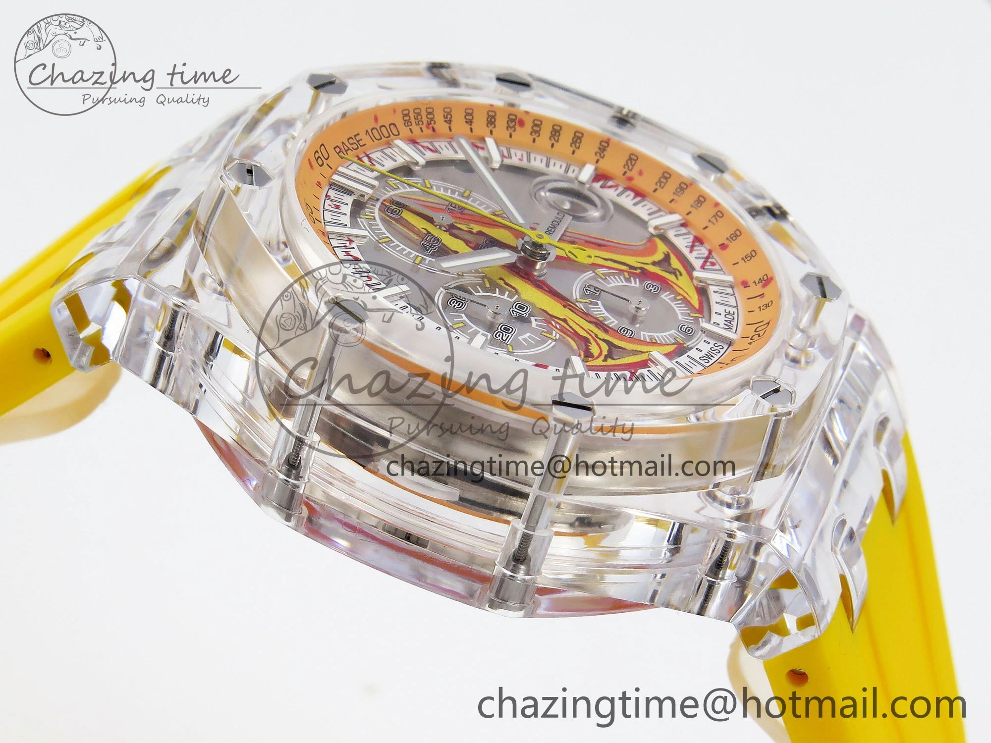 Royal Oak Offshore 44mm Transparent APF Best Edition Yellow Dial on Yellow Rubber Strap A3126