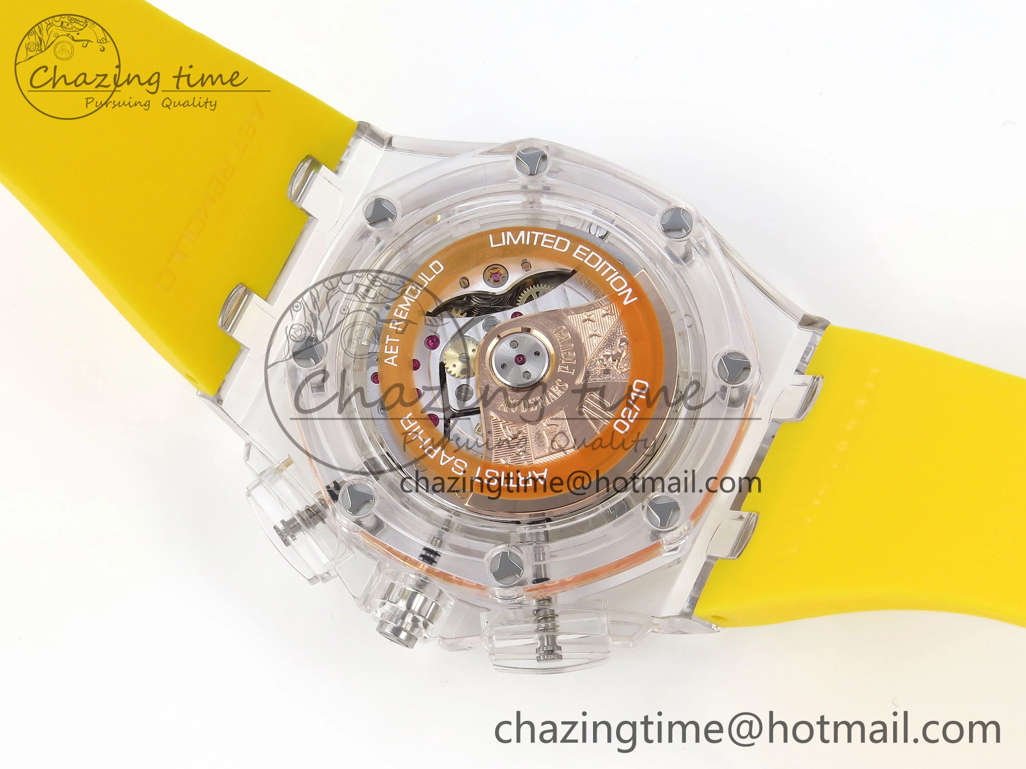 Royal Oak Offshore 44mm Transparent APF Best Edition Yellow Dial on Yellow Rubber Strap A3126