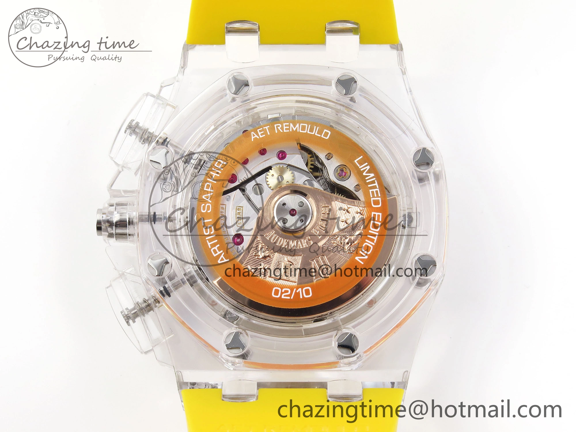 Royal Oak Offshore 44mm Transparent APF Best Edition Yellow Dial on Yellow Rubber Strap A3126