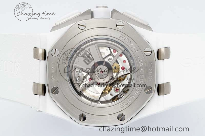 Royal Oak Offshore 44mm White Ceramic APF 1:1 Best Edition White Dial on Rubber Strap A3126
