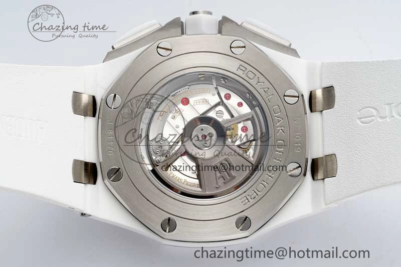 Royal Oak Offshore 44mm White Ceramic APF 1:1 Best Edition White Dial on Rubber Strap A3126