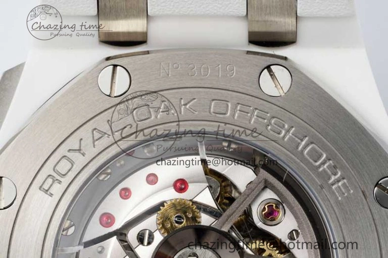 Royal Oak Offshore 44mm White Ceramic APF 1:1 Best Edition White Dial on Rubber Strap A3126