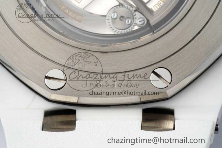 Royal Oak Offshore 44mm White Ceramic APF 1:1 Best Edition White Dial on Rubber Strap A3126