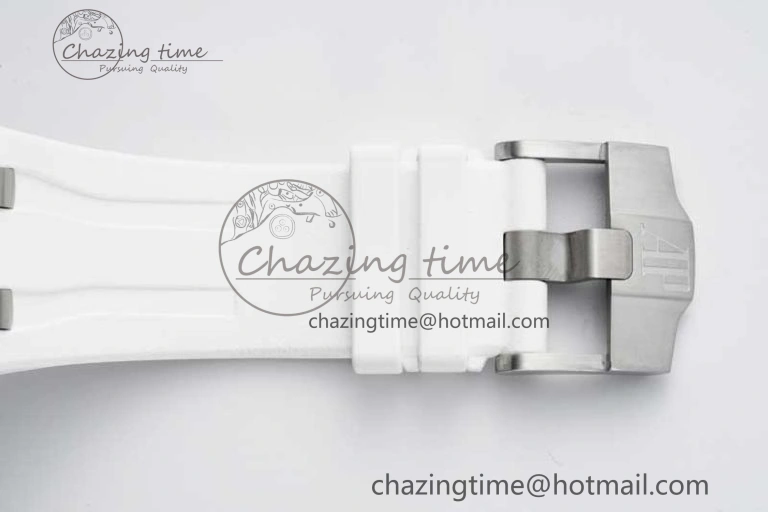 Royal Oak Offshore 44mm White Ceramic APF 1:1 Best Edition White Dial on Rubber Strap A3126