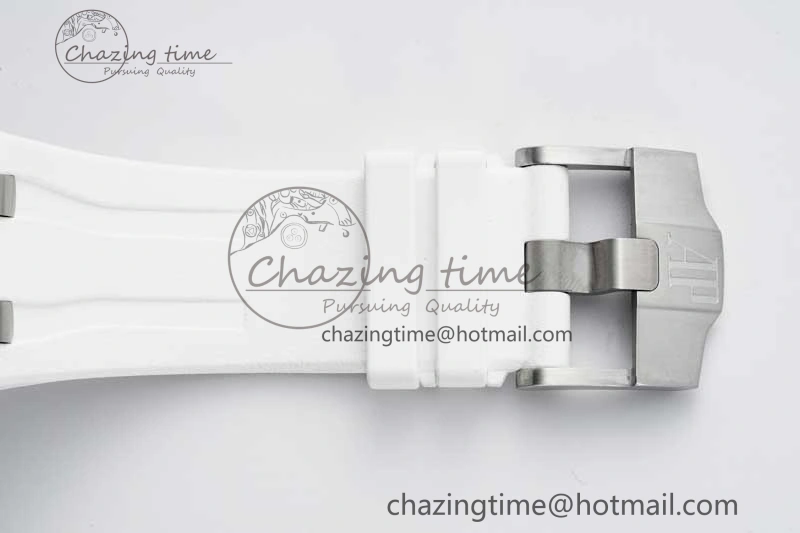 Royal Oak Offshore 44mm White Ceramic APF 1:1 Best Edition White Dial on Rubber Strap A3126