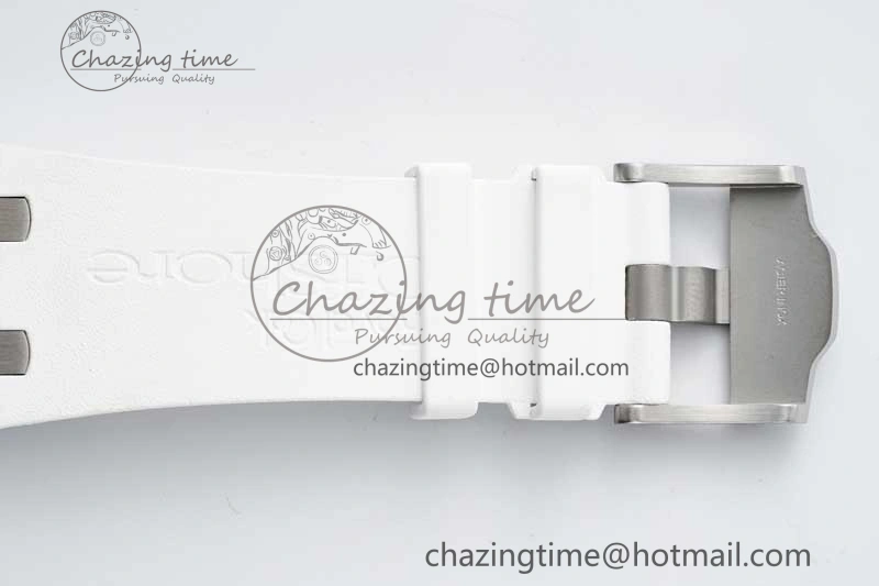 Royal Oak Offshore 44mm White Ceramic APF 1:1 Best Edition White Dial on Rubber Strap A3126