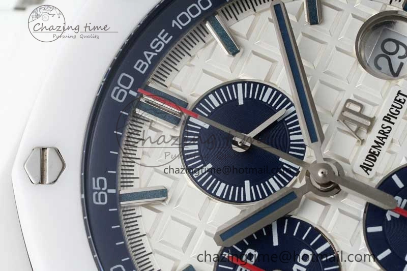 Royal Oak Offshore 44mm White Ceramic APF 1:1 Best Edition White Dial on Rubber Strap A3126