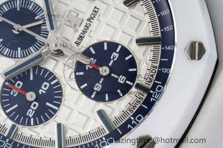 Royal Oak Offshore 44mm White Ceramic APF 1:1 Best Edition White Dial on Rubber Strap A3126
