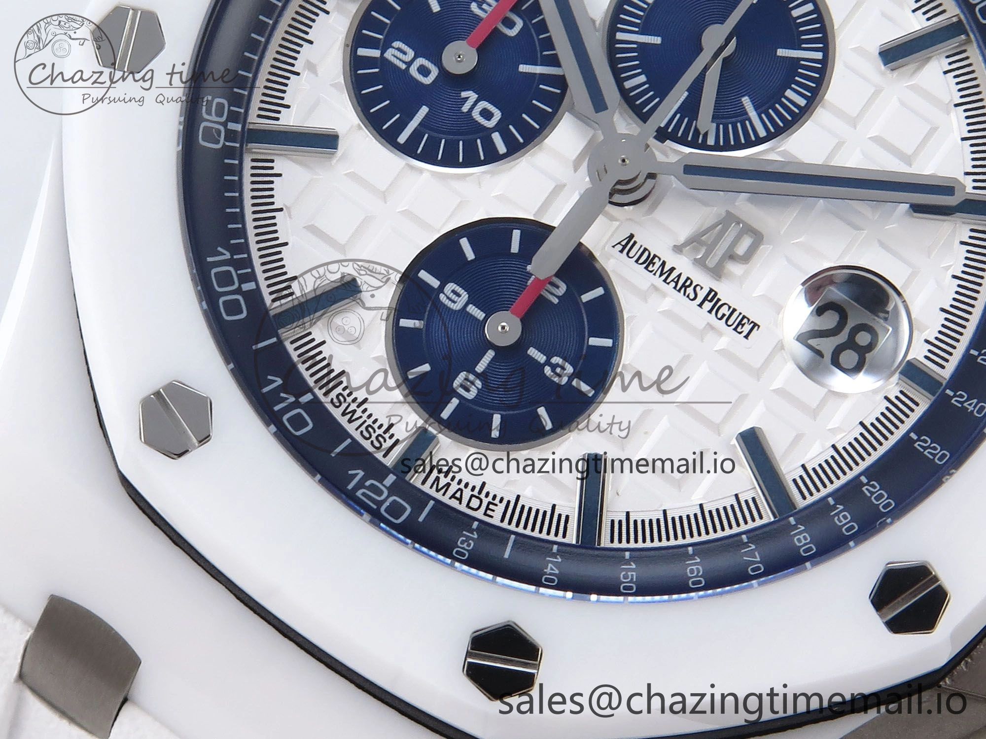 Royal Oak Offshore 44mm White Ceramic TKF 1:1 Best Edition White Dial on White Rubber Strap A3126