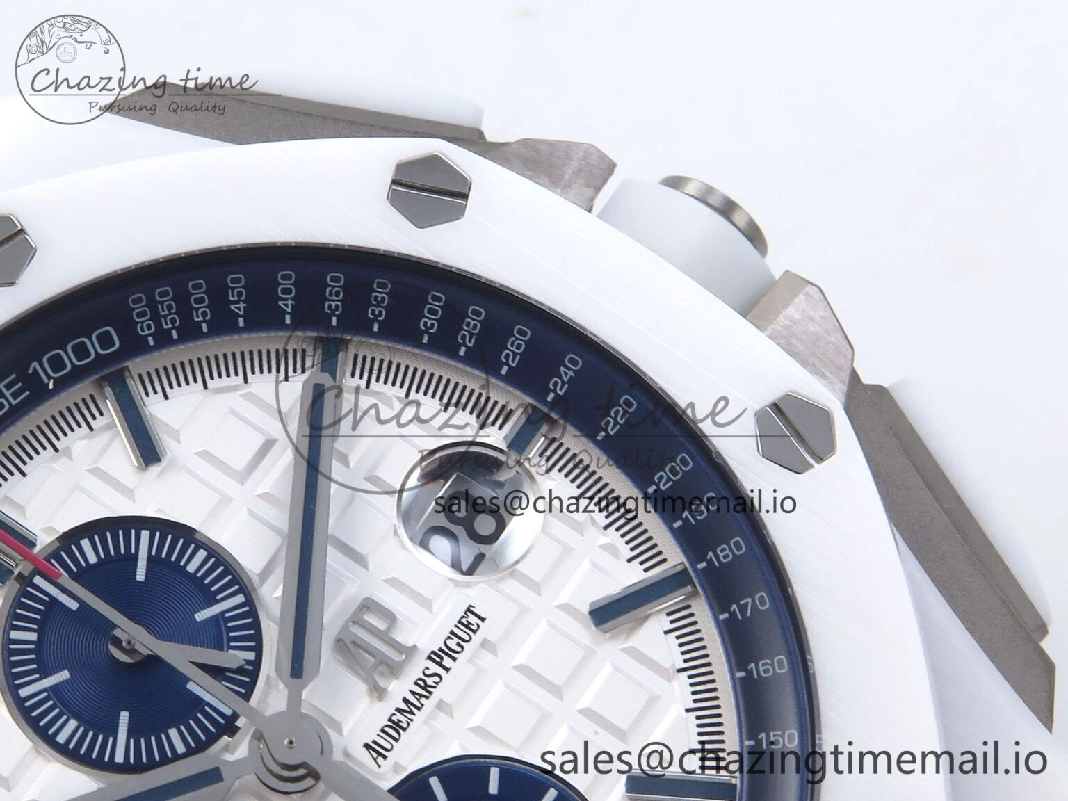 Royal Oak Offshore 44mm White Ceramic TKF 1:1 Best Edition White Dial on White Rubber Strap A3126