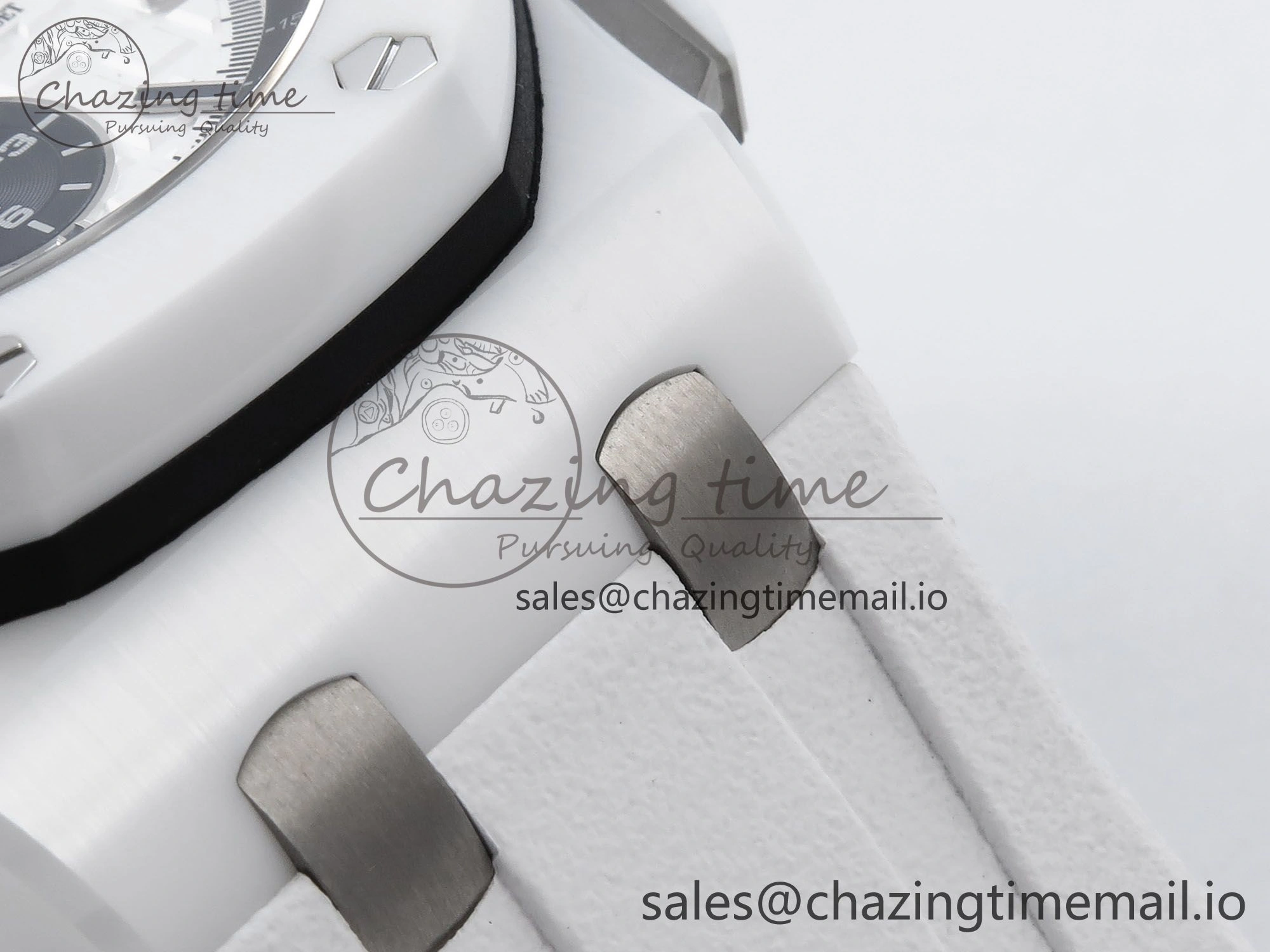 Royal Oak Offshore 44mm White Ceramic TKF 1:1 Best Edition White Dial on White Rubber Strap A3126