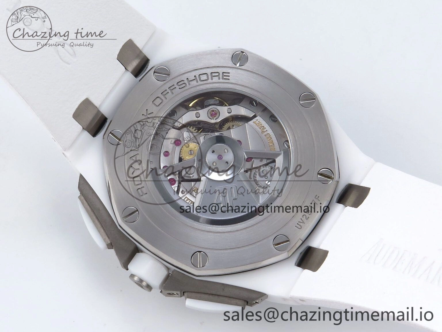 Royal Oak Offshore 44mm White Ceramic TKF 1:1 Best Edition White Dial on White Rubber Strap A3126