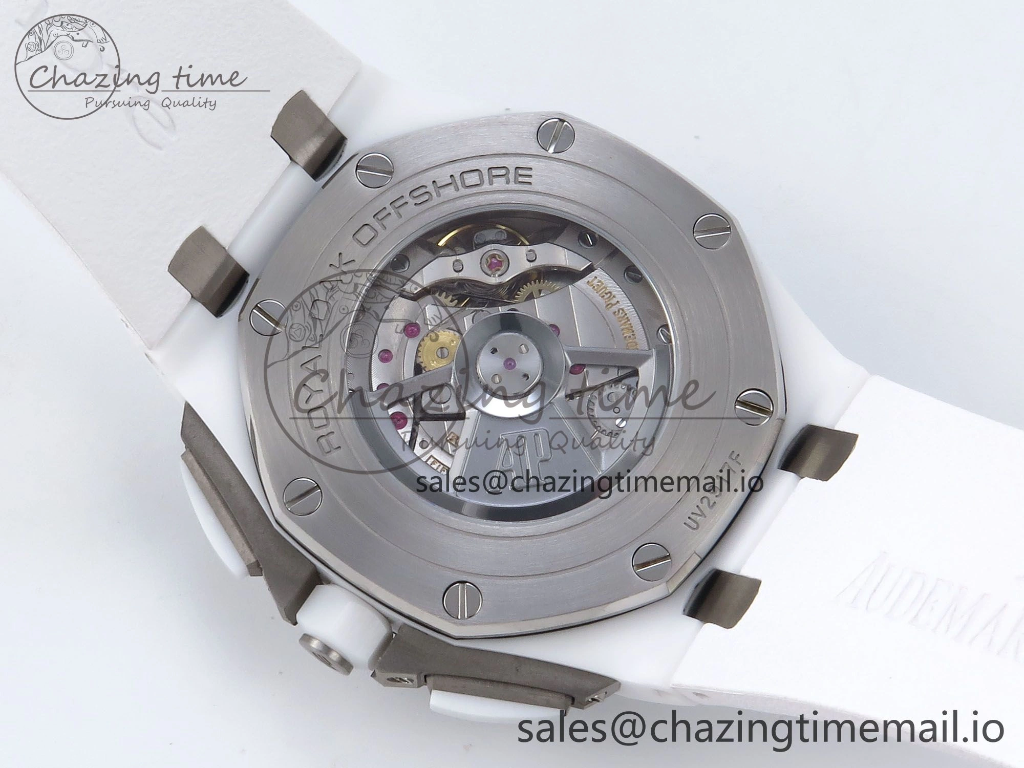 Royal Oak Offshore 44mm White Ceramic TKF 1:1 Best Edition White Dial on White Rubber Strap A3126