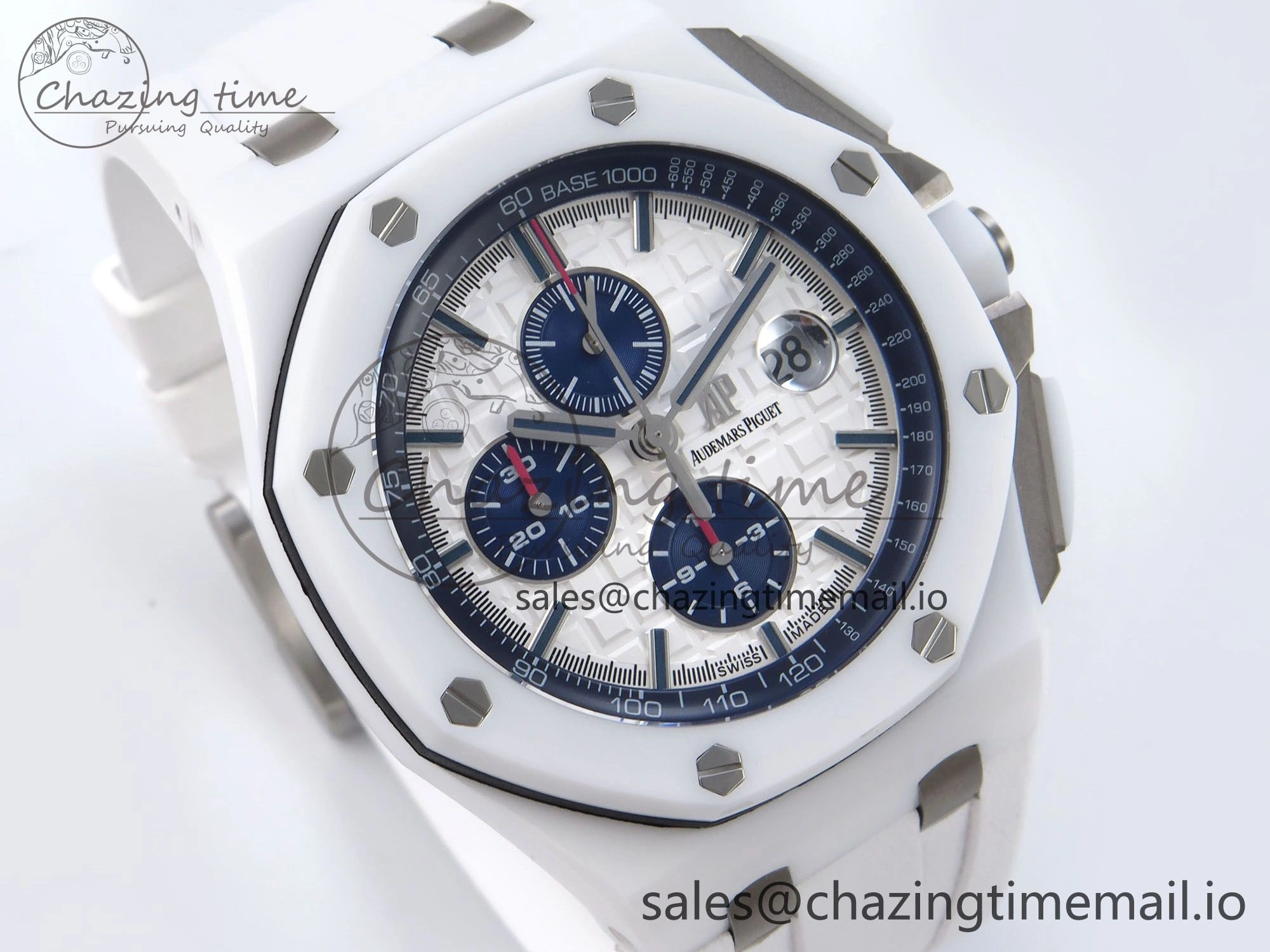 Royal Oak Offshore 44mm White Ceramic TKF 1:1 Best Edition White Dial on White Rubber Strap A3126