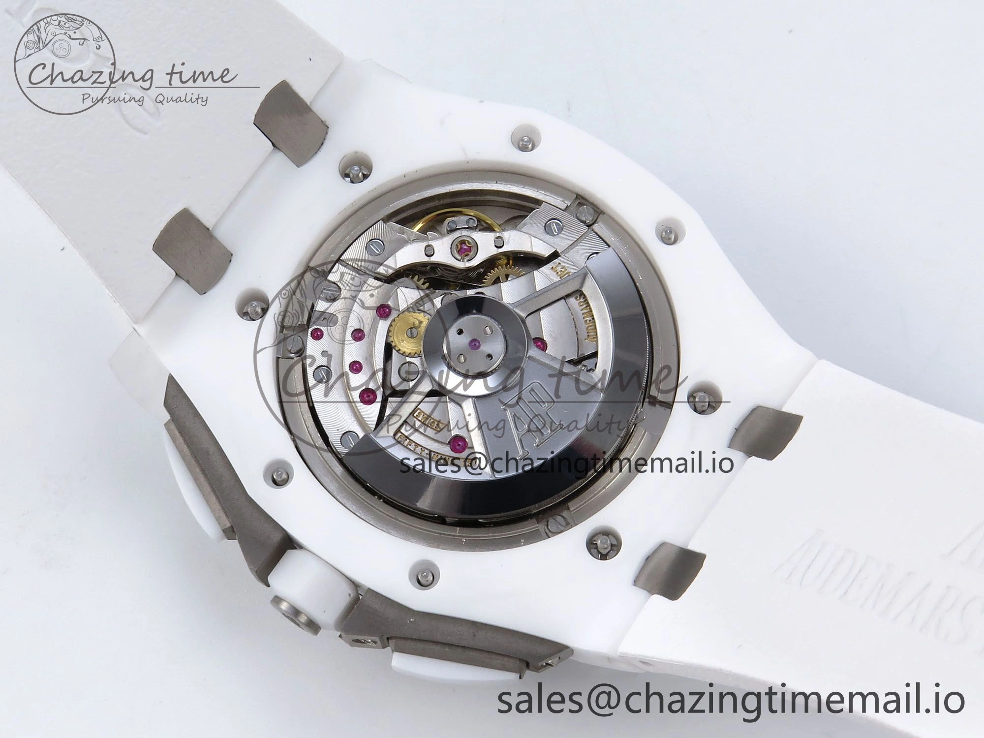 Royal Oak Offshore 44mm White Ceramic TKF 1:1 Best Edition White Dial on White Rubber Strap A3126