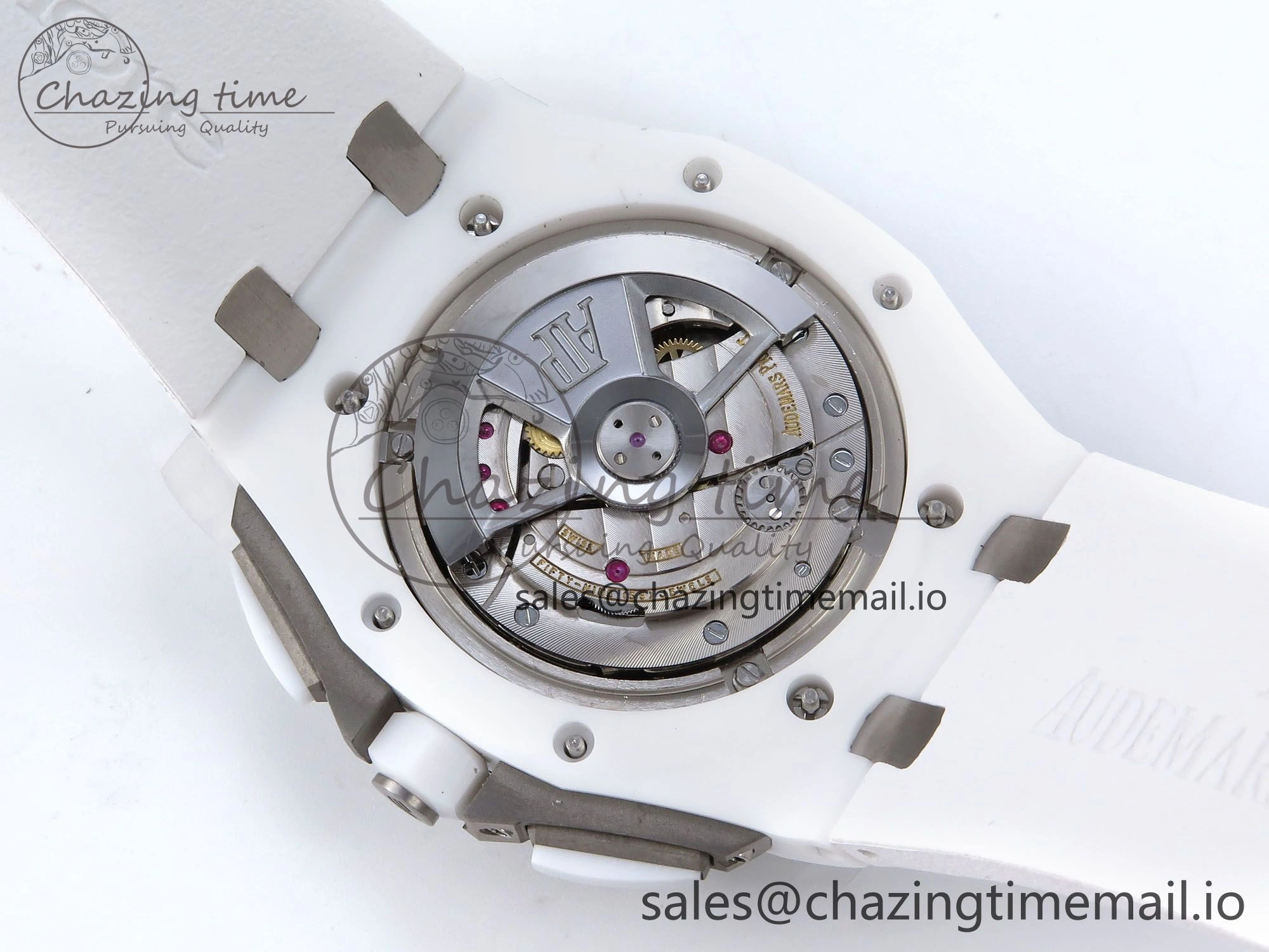 Royal Oak Offshore 44mm White Ceramic TKF 1:1 Best Edition White Dial on White Rubber Strap A3126