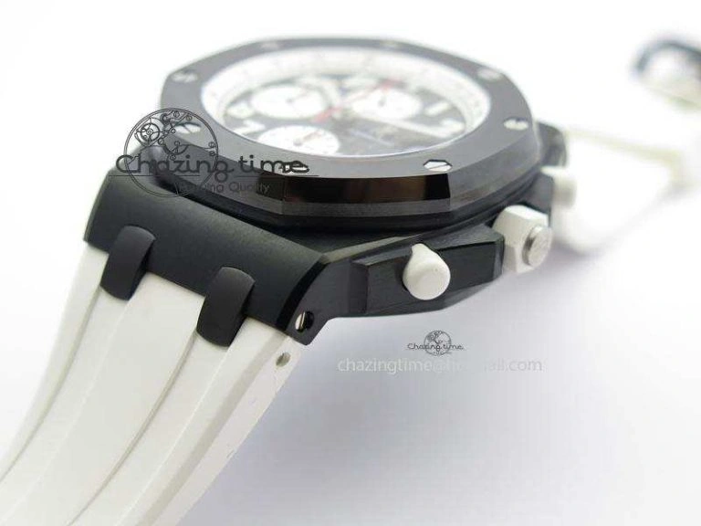 Royal Oak Offshore Black & White Marcus JF Best Edition On White Rubber Strap A7750 (Free Black Strap)
