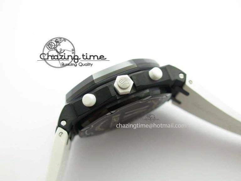 Royal Oak Offshore Black & White Marcus JF Best Edition On White Rubber Strap A7750 (Free Black Strap)