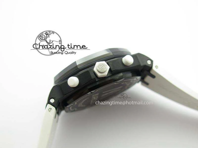 Royal Oak Offshore Black & White Marcus JF Best Edition On White Rubber Strap A7750 (Free Black Strap)