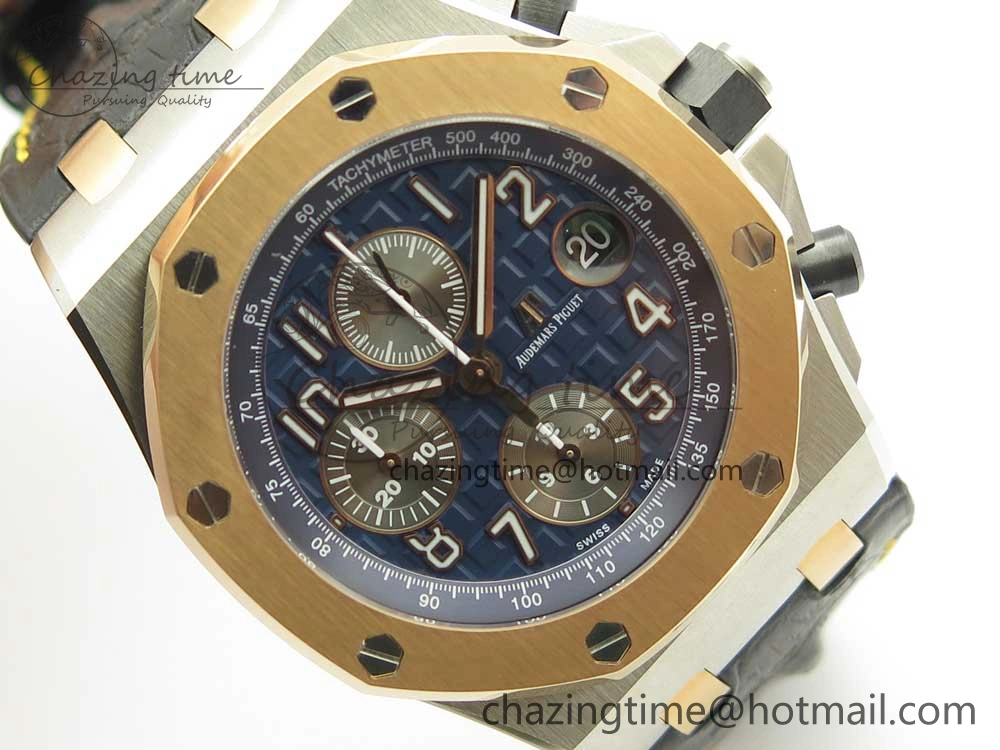 Royal Oak Offshore Bucherer JF Best Edition Two Tone Blue Dial on Black Leather Strap A3126
