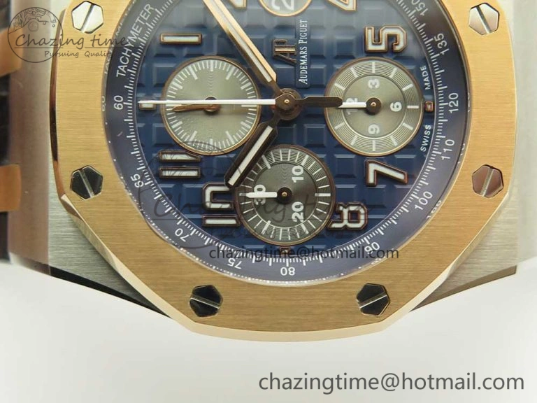 Royal Oak Offshore Bucherer JF Best Edition Two Tone Blue Dial on Black Leather Strap A3126
