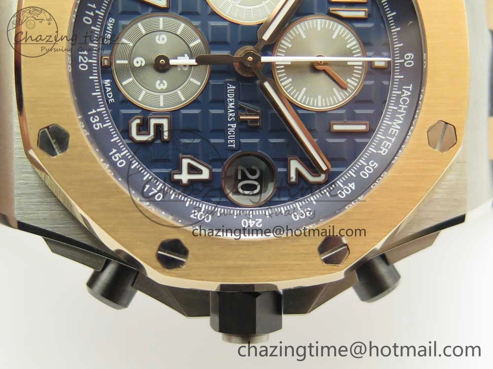 Royal Oak Offshore Bucherer JF Best Edition Two Tone Blue Dial on Black Leather Strap A3126