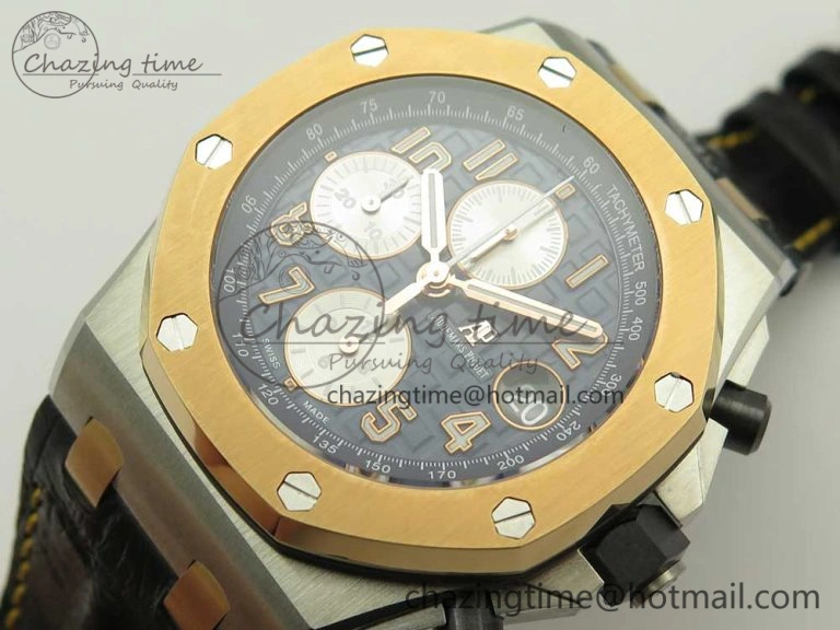 Royal Oak Offshore Bucherer JF Best Edition Two Tone Blue Dial on Black Leather Strap A3126