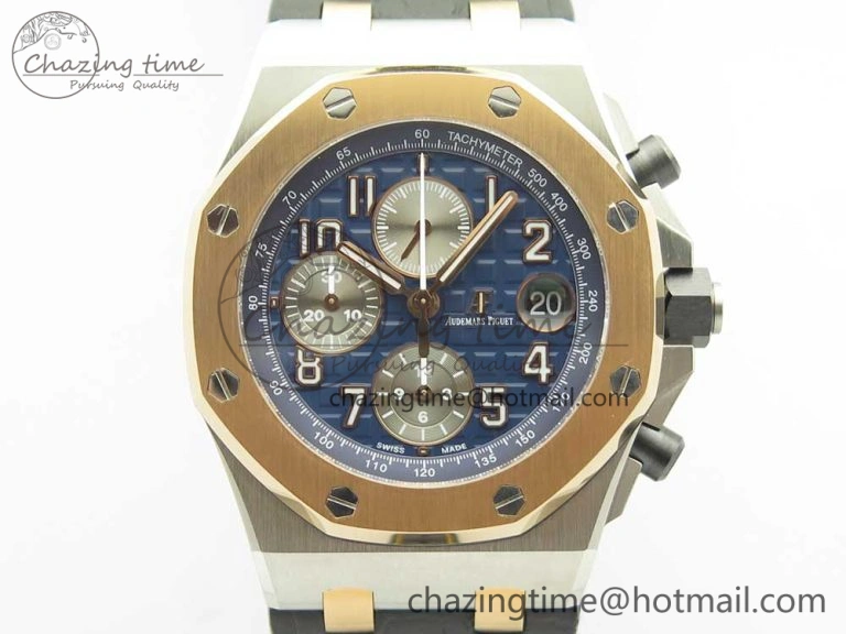 Royal Oak Offshore Bucherer JF Best Edition Two Tone Blue Dial on Black Leather Strap A3126