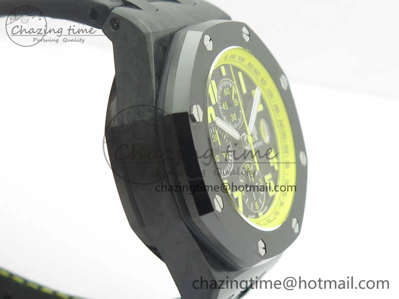 Royal Oak Offshore Bumble Bee Forged Carbon 1:1 JF Best Edition On Leather Strap A7750 V2 w- Cyclops