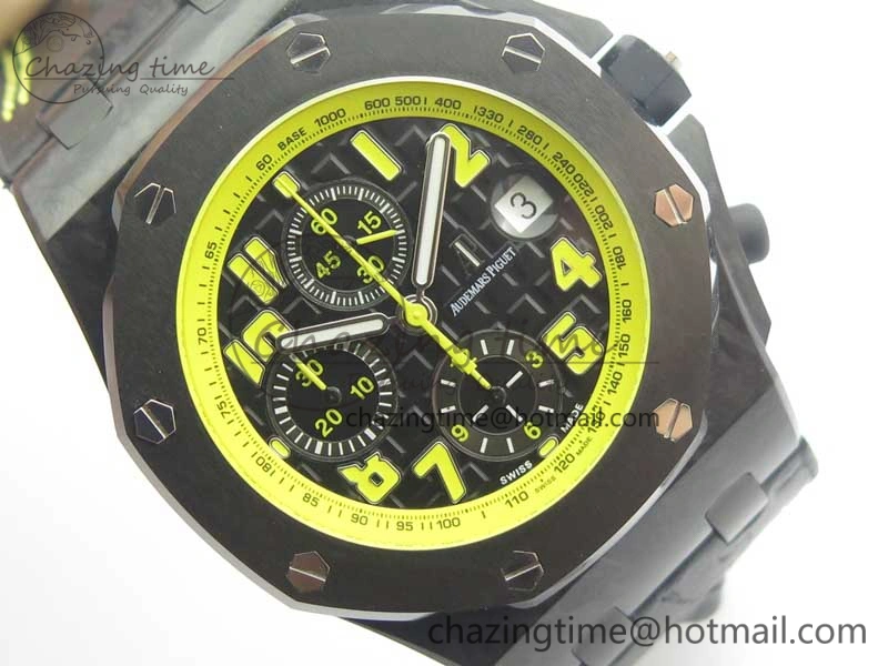 Royal Oak Offshore Bumble Bee Forged Carbon 1:1 JF Best Edition On Leather Strap A7750 V2 w- Cyclops