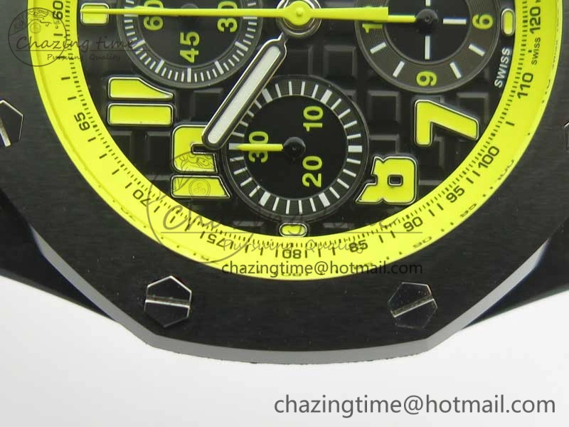 Royal Oak Offshore Bumble Bee Forged Carbon 1:1 JF Best Edition On Leather Strap A7750 V2 w- Cyclops