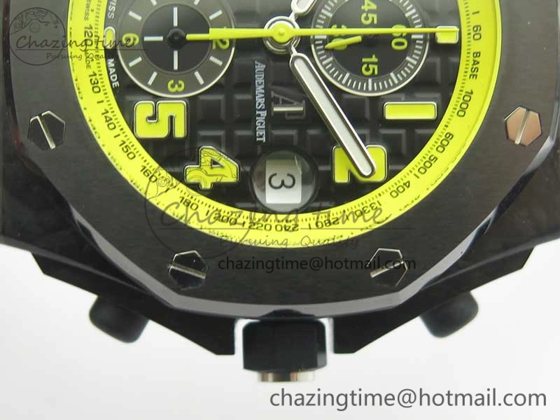 Royal Oak Offshore Bumble Bee Forged Carbon 1:1 JF Best Edition On Leather Strap A7750 V2 w- Cyclops
