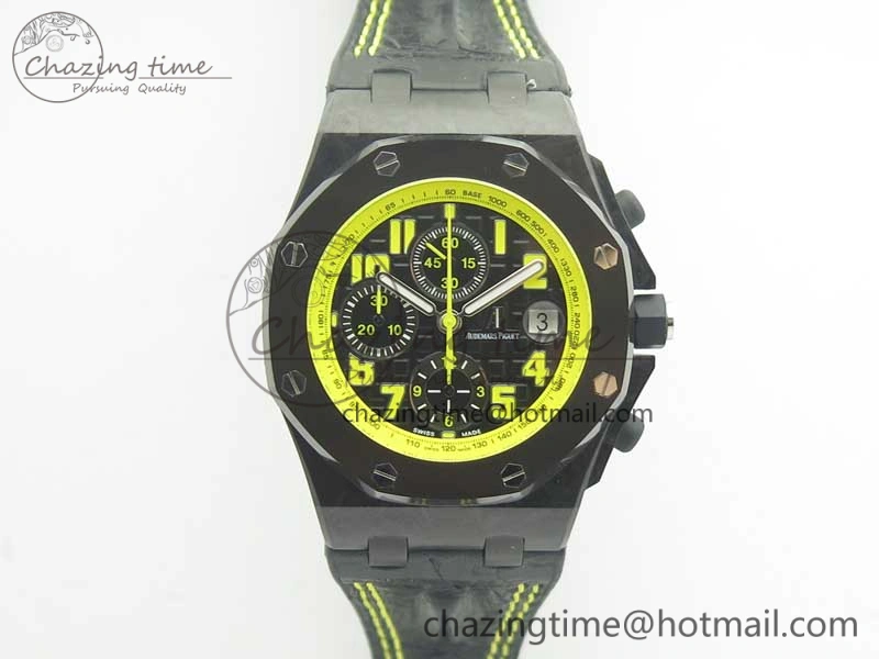 Royal Oak Offshore Bumble Bee Forged Carbon 1:1 JF Best Edition On Leather Strap A7750 V2 w- Cyclops