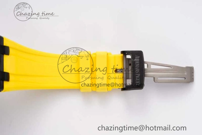 Royal Oak Offshore Bumble Bee Forged Carbon 1:1 JJF Best Edition on Yellow Rubber Strap A7750