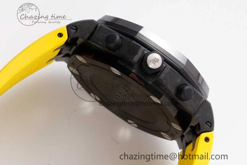 Royal Oak Offshore Bumble Bee Forged Carbon 1:1 JJF Best Edition on Yellow Rubber Strap A7750